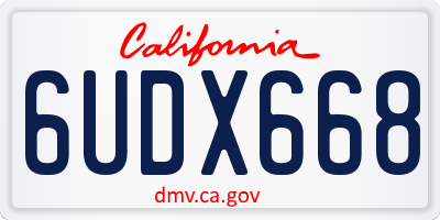 CA license plate 6UDX668