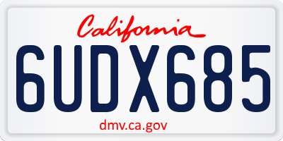 CA license plate 6UDX685