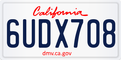 CA license plate 6UDX708