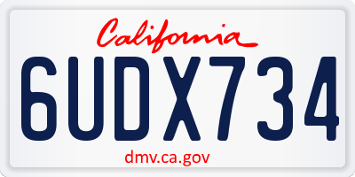 CA license plate 6UDX734