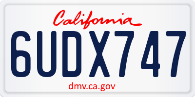 CA license plate 6UDX747
