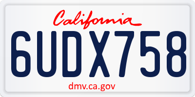 CA license plate 6UDX758