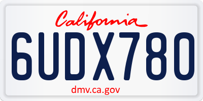 CA license plate 6UDX780