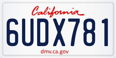 CA license plate 6UDX781