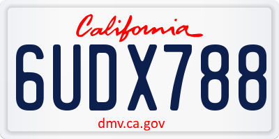 CA license plate 6UDX788