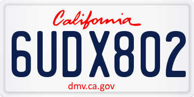 CA license plate 6UDX802