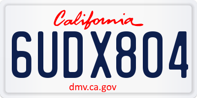 CA license plate 6UDX804