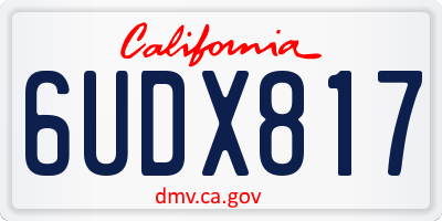 CA license plate 6UDX817