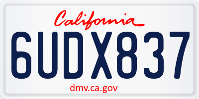 CA license plate 6UDX837