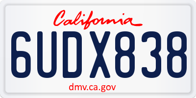 CA license plate 6UDX838
