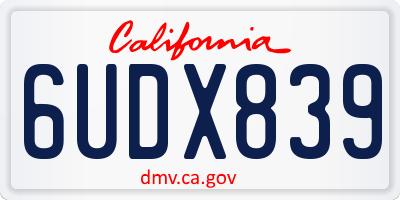 CA license plate 6UDX839