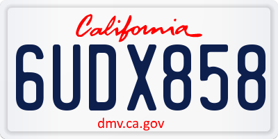 CA license plate 6UDX858