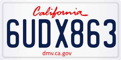 CA license plate 6UDX863