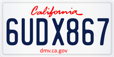 CA license plate 6UDX867