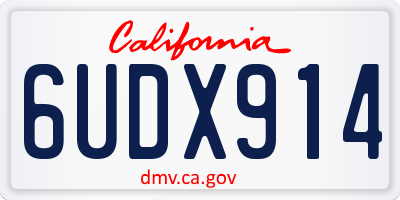 CA license plate 6UDX914