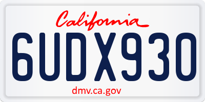 CA license plate 6UDX930