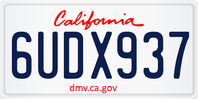 CA license plate 6UDX937