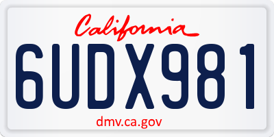 CA license plate 6UDX981