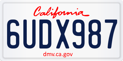 CA license plate 6UDX987