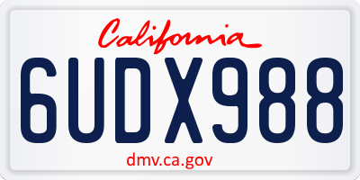 CA license plate 6UDX988