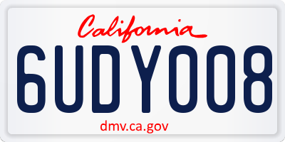 CA license plate 6UDY008