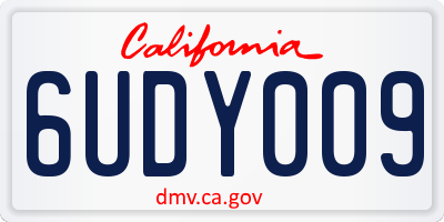 CA license plate 6UDY009