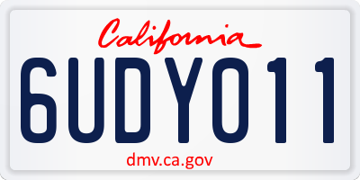 CA license plate 6UDY011