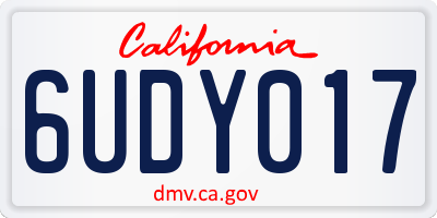 CA license plate 6UDY017