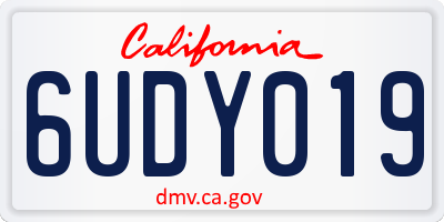 CA license plate 6UDY019