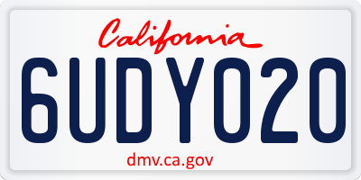 CA license plate 6UDY020