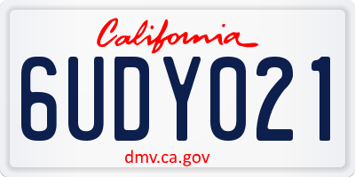 CA license plate 6UDY021