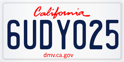 CA license plate 6UDY025