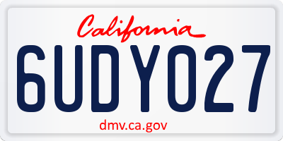 CA license plate 6UDY027