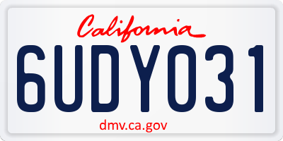 CA license plate 6UDY031