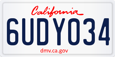 CA license plate 6UDY034