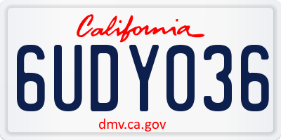 CA license plate 6UDY036