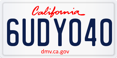 CA license plate 6UDY040