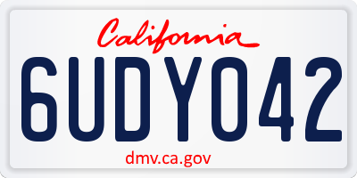 CA license plate 6UDY042