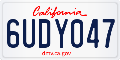 CA license plate 6UDY047