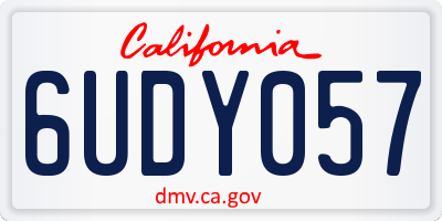 CA license plate 6UDY057