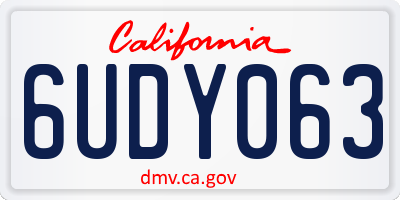 CA license plate 6UDY063