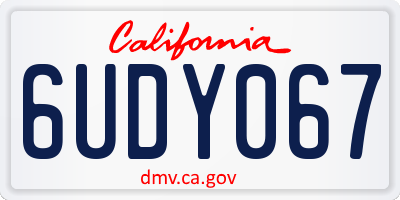 CA license plate 6UDY067