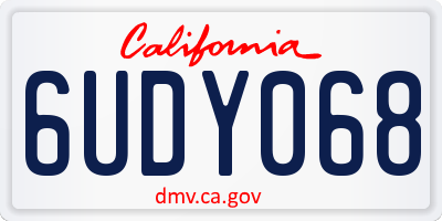 CA license plate 6UDY068