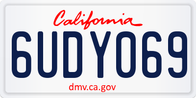 CA license plate 6UDY069