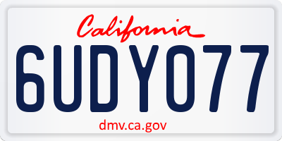CA license plate 6UDY077