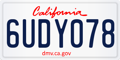 CA license plate 6UDY078