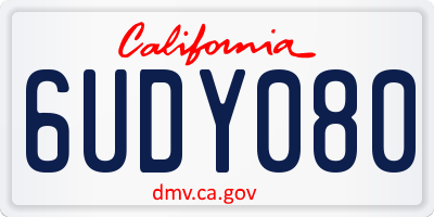 CA license plate 6UDY080