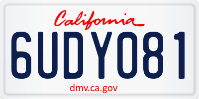 CA license plate 6UDY081