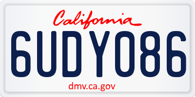 CA license plate 6UDY086