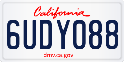 CA license plate 6UDY088